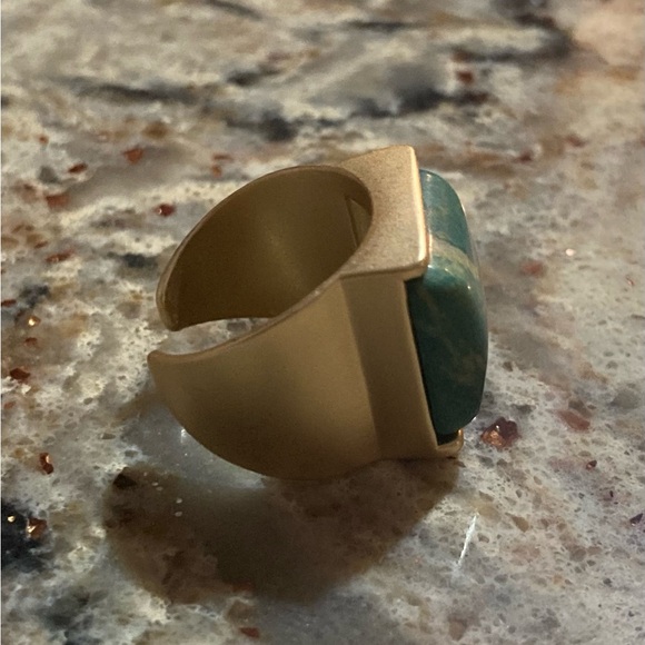 🦋🌳🌊Moss Turquoise Gold Ring - Picture 5 of 5